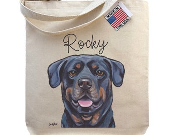 Rottweiler - Personalized Embroidered Tote, Dog Lovers Tote