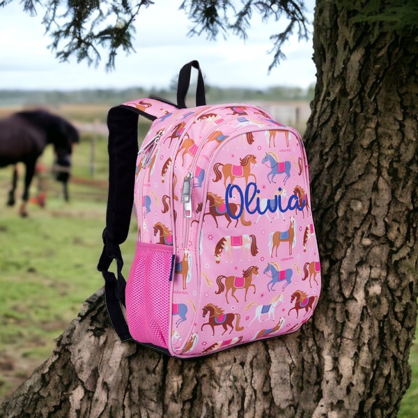 Monogram Backpack and Lunch Bag - 15" Wildkin horses, Back to School, Horses, Elementary, Personalized Backpack