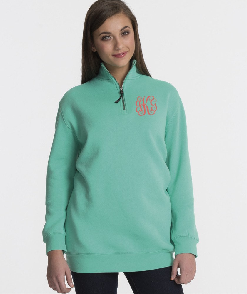 monogram half zip pullover