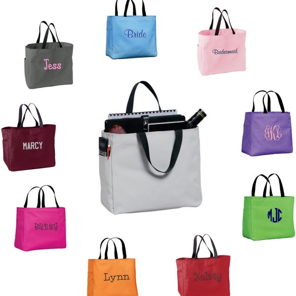 Monogram Tote Bags - Personalized Canvas Totes, Bridal Party Gift, Bridesmaid, Greek, Teacher Gift, Mom, Essential Tote