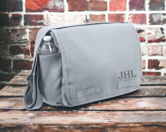 Canvas Messenger Bag - Monogrammed, Gift for Him, Father's Day, Back to School, Graduation