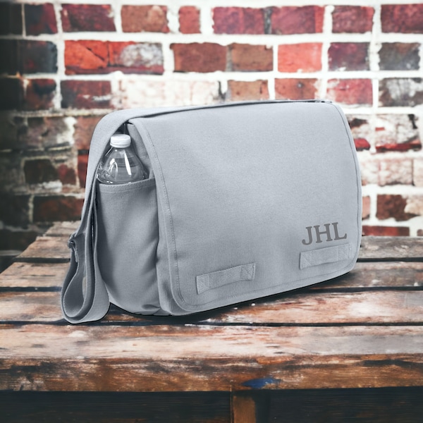 Canvas Messenger Bag - Monogrammed, Gift for Him, Father's Day, Back to School, Graduation