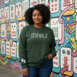 MAHJ Crewneck - Mahjong Fan Wear!! - Premium Sweatshirt from Pat's Monograms - Just $42! Shop now at Pat's Monograms