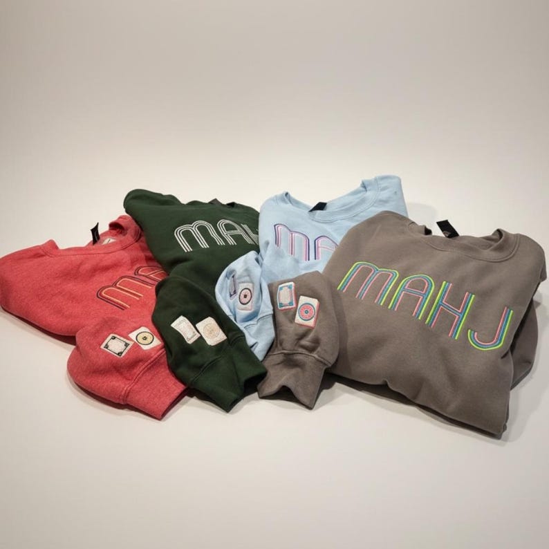 MAHJ Crewneck - Mahjong Fan Wear!! - Premium Sweatshirt from Pat's Monograms - Just $42! Shop now at Pat's Monograms