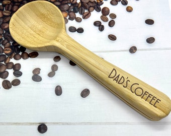 Personalized Coffee Scoop, Bag Clip, Coffee Spoon, Wooden Coffee Scoop, Custom Coffee Scoop, Kitchen tools, Coffee gift, Coffee Lover Gift