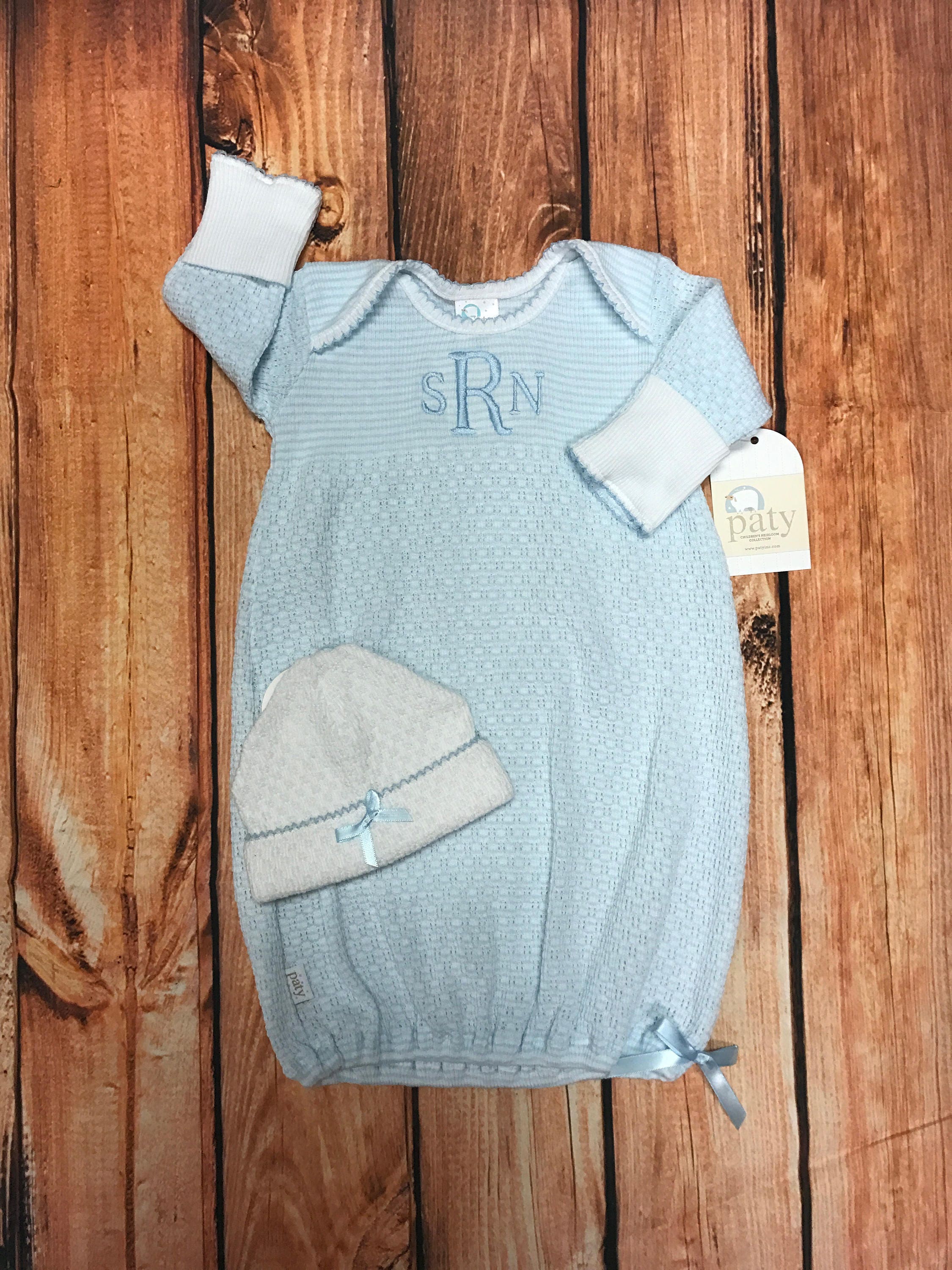 monogrammed paty gown