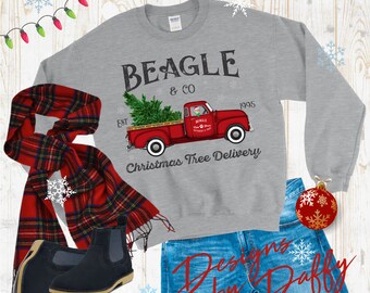 Beagle Christmas Tree Delivery Sweatshirt - Unisex Holiday Shirt