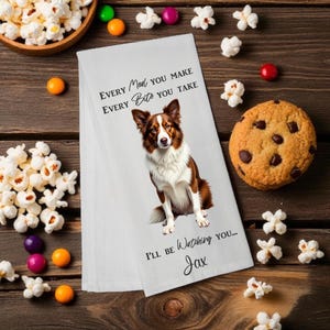 Personalized Border Collie Kitchen Towel - Embroidered Dog Dish Towel