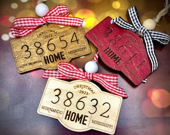 Zip Code Christmas Ornament - Farmhouse Christmas, Home for Christmas, Local, Hometown Ornament