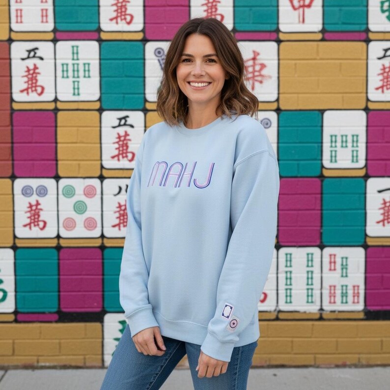 MAHJ Crewneck - Mahjong Fan Wear!! - Premium Sweatshirt from Pat's Monograms - Just $42! Shop now at Pat's Monograms