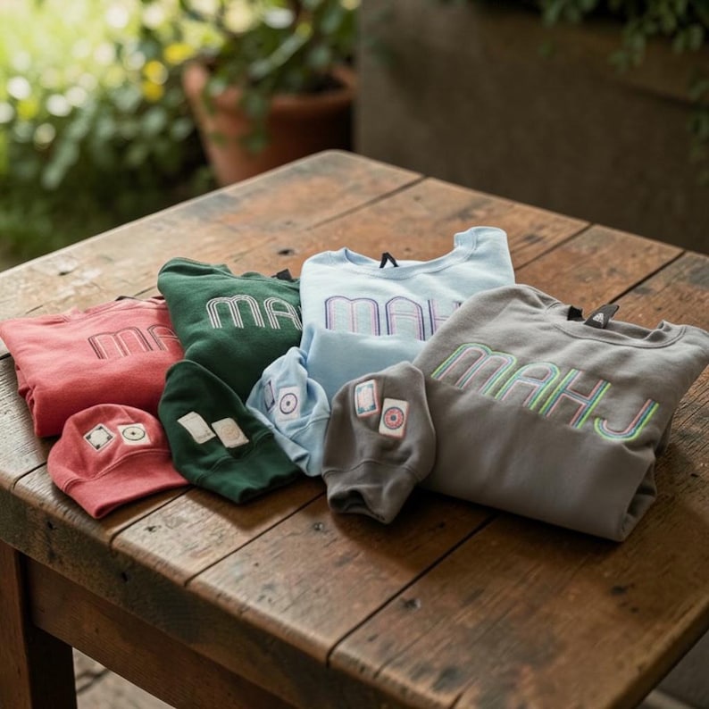 MAHJ Crewneck - Mahjong Fan Wear!! - Premium Sweatshirt from Pat's Monograms - Just $42! Shop now at Pat's Monograms