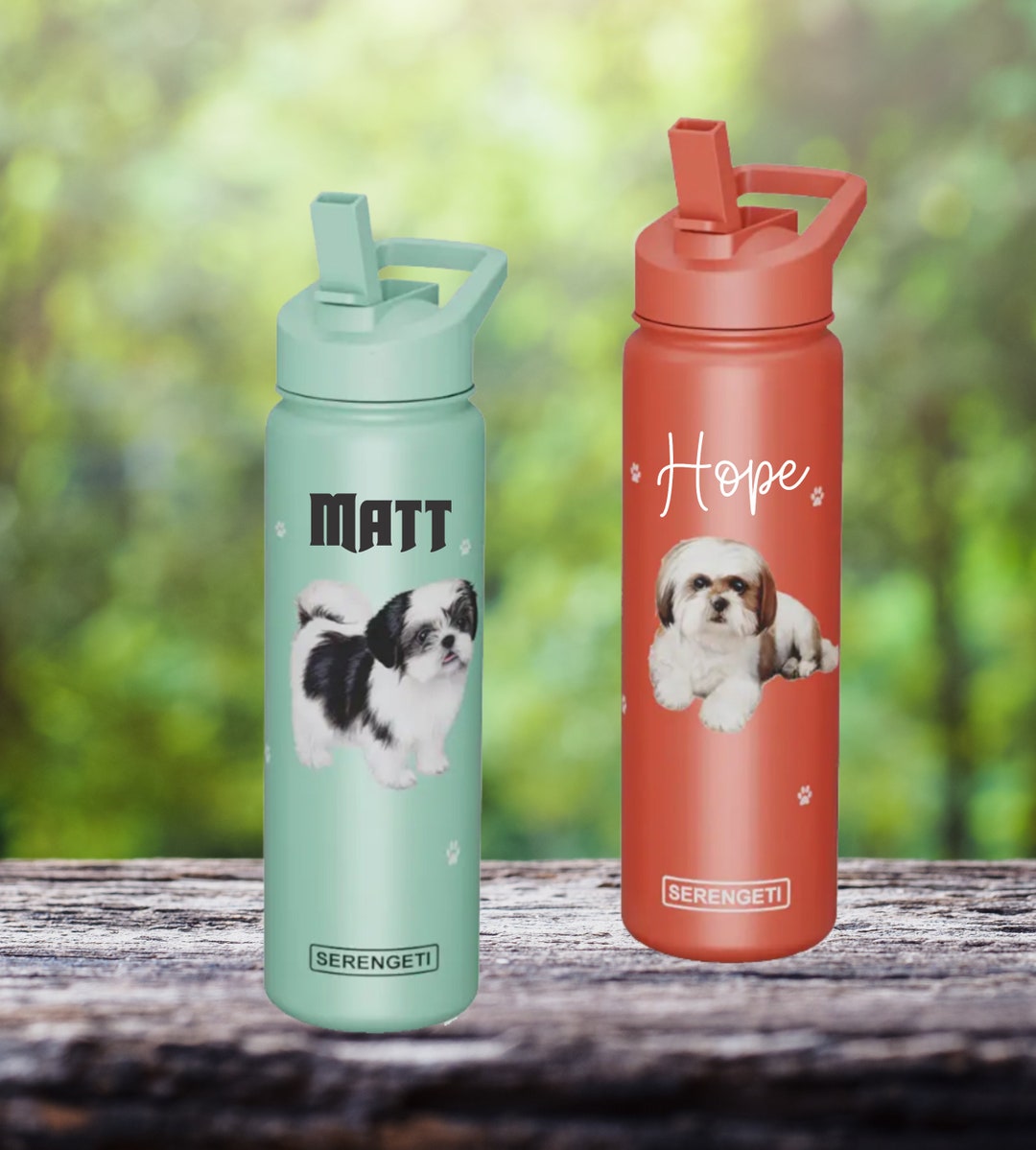 Shih Tzu Personalized Stainless Steel Water Bottle 3D Etsy