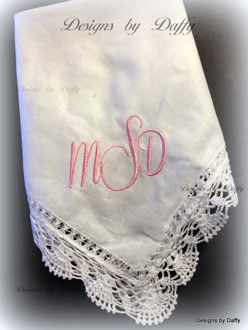 Monogram Handkerchief Something New Monogrammed Handkerchief Wedding Gift Something Blue Gift for Mom Bridal Gift