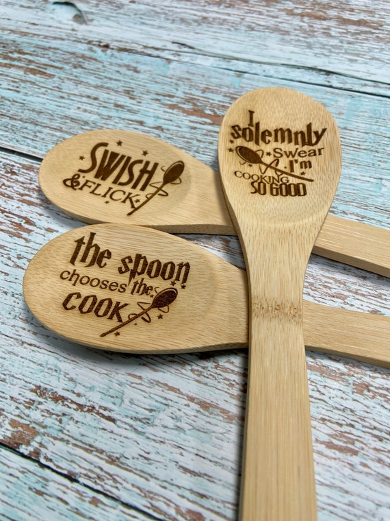 Plant Bamboo Cooking Spoons With Holder Plant Kitchen Decor Engraved Plant  Gifts For Women Bamboo Cooking Utensils Kitchen Spoons For Cooking Set  Plant Utensil Holder Halloween Decoration, Halloween Gift, Home Decor,  Kitchen