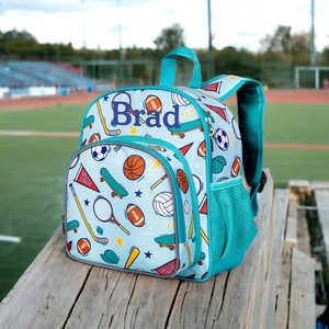 Monogram Backpack - 12&quot; Wildkin Team Spirit, Personalized Backpack, Preschool, Day Care, Kindergarten