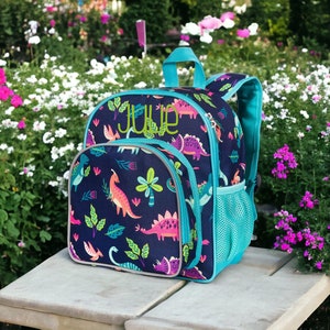 Personalized Monogram Backpack, Insulated Lunch Bag for Kids, Dinosaur Design, Preschool, Day Care, Kindergarten, Back to School