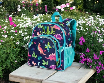 Personalized Dinosaur Backpack, Kids Insulated Lunch Bag