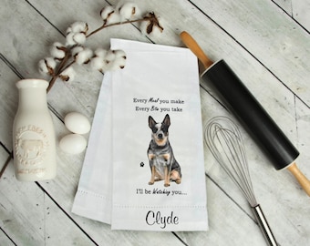Personalized Australian Cattle Dog Kitchen Towel – Embroidered Dog Breed Gift