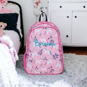 Monogram Backpack and Lunch Bag - Wildkin Magical Unicorns, Back to School, Elementary, Day Care, Preschool, Girls Backpack