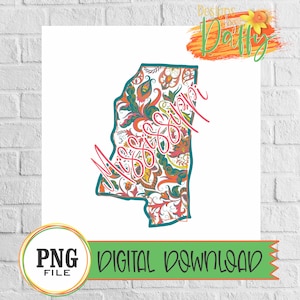 Mississippi - Paisley State Digital Transfer, Sublimation, Digital Download, PNG File