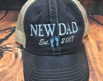 New Dad Trucker Cap - Custom Ball Cap | New Dad Hat | New Baby Cap | New Baby | Birth Announcement | Father's Day