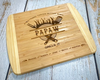 Everything Tastes Better when Papaw Grills It - Grandpa Gift, Custom Cutting Board, Grill Cutting Board, Father's Day, Grill Master