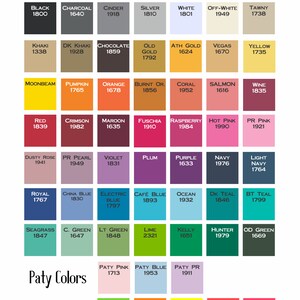 May include: A color chart with 60 different thread colors, labeled with their names and corresponding numbers. The chart is organized in rows and columns, with each color represented by a square. The colors range from black to white, with shades of red, blue, green, yellow, orange, purple, and brown. The chart is titled "Thread Color Chart".