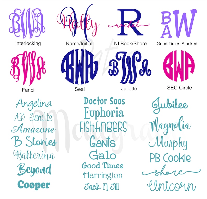 Monogram options