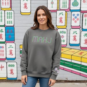 MAHJ Crewneck - Mahjong Fan Wear!! - Premium Sweatshirt from Pat's Monograms - Just $42! Shop now at Pat's Monograms