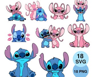 Stitch with Angel Design Pack, Stitch Love SVG PNG for Apparel DIY