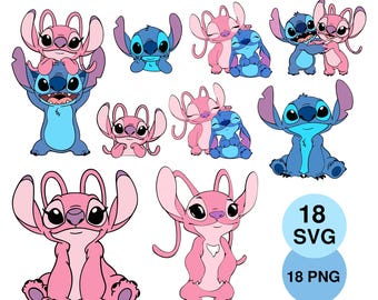 Angel & Stitch Design Bundle, Stitch Couple Prints, SVG PNG for T-Shirt Making