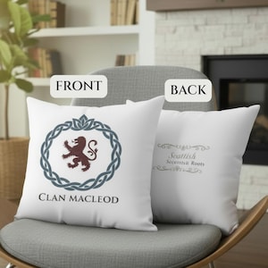 Personalized Scottish Clan Crest Pillow, Custom Family Name, Heritage Home Decor, Housewarming Gift