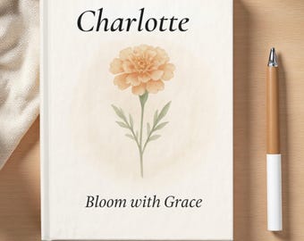 Personalized Marigold Journal, October Birth Flower Notebook, Custom Name