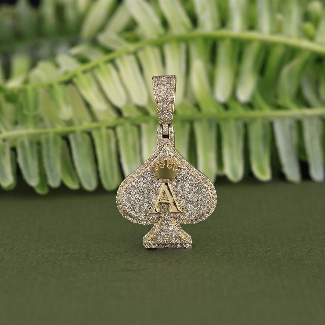 Yellow Gold Diamond Ace of Spades Pendant | Iced Out Men's Jewelry