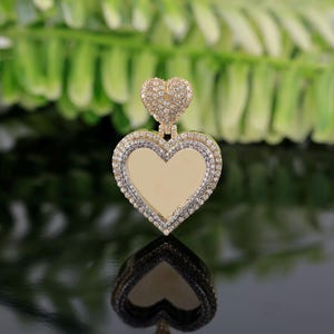 2.65 Carat Round Diamond Heart Picture Pendant | 10K Yellow Gold Diamond Picture Pendant | Women's Pendant | Gift For Her
