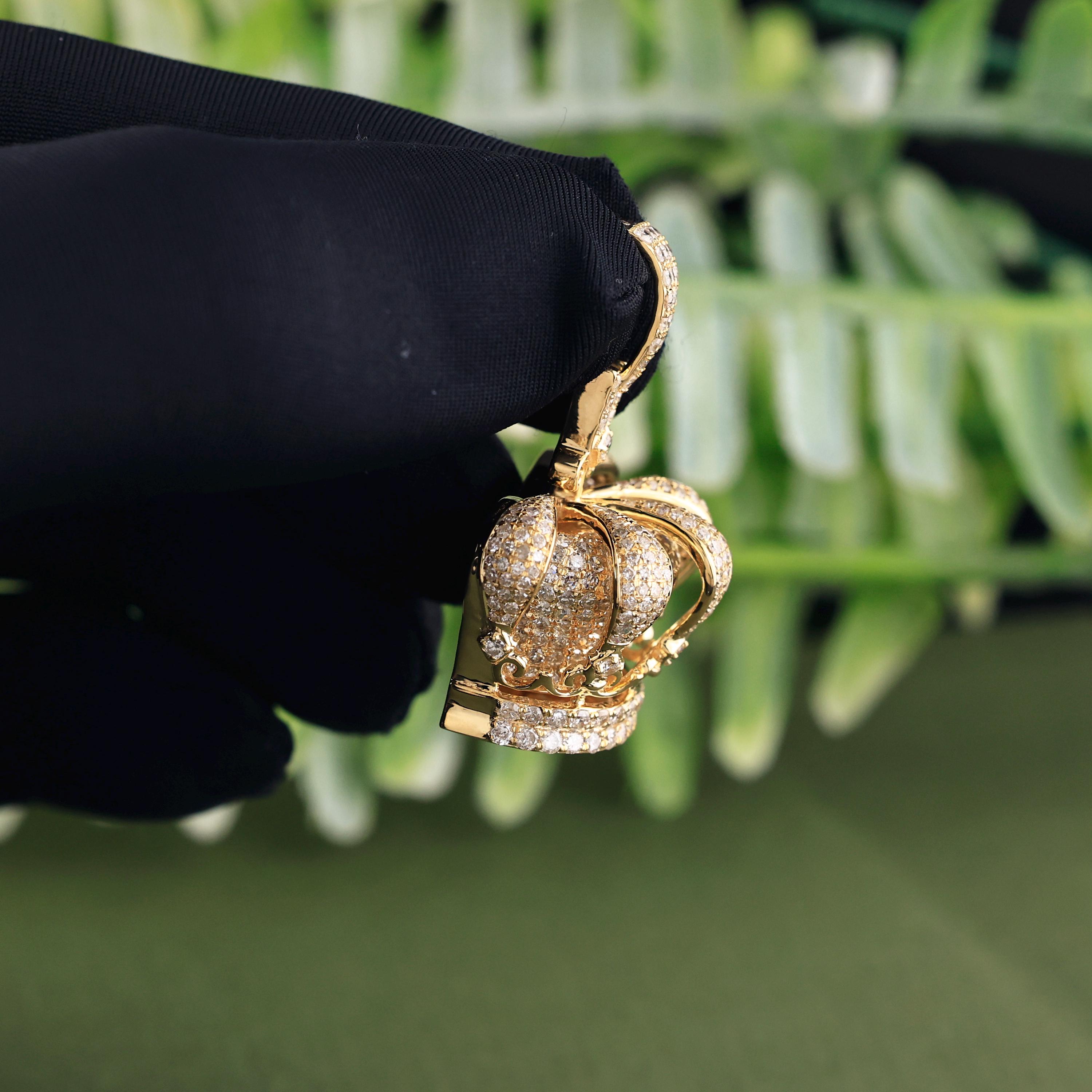 Diamond King Crown Pendant | 2.63 CT Yellow Gold Royal Jewelry - Etsy