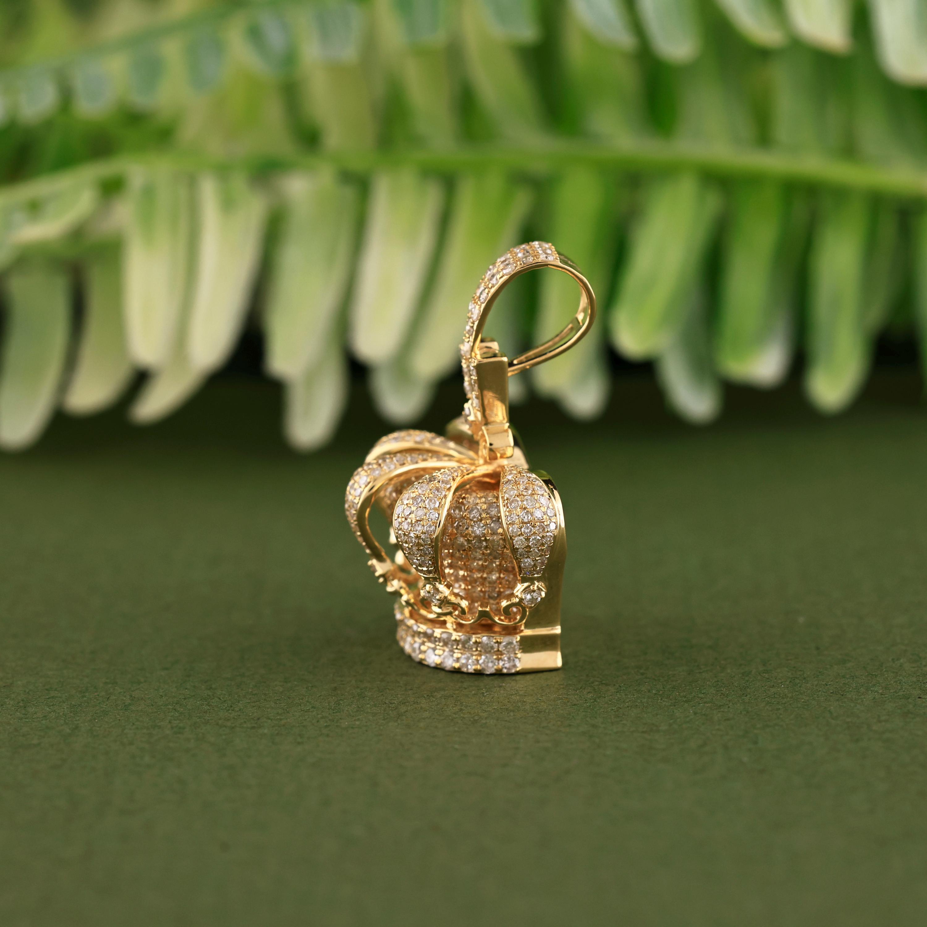Diamond King Crown Pendant | 2.63 CT Yellow Gold Royal Jewelry - Etsy