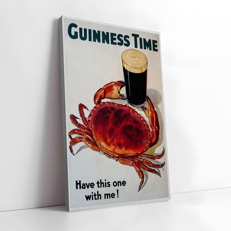 Guinness Time Crab Vintage Advertising Poster, Frame for Canvas Prints