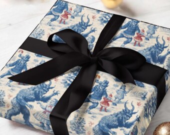 Vintage Krampus Wrapping Paper | Gothic Christmas Gift Wrap, Folklore Pattern, Holiday Horror Decor, Spooky Scandinavian Style