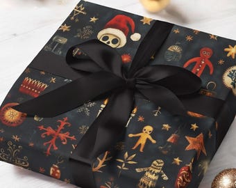 Horror Movie Villains Jason, Ghostface, Micheal, And Chucky Valentines Anniversary Wrapping Papers, Gift Wrap, Present Wrap, Gift Packaging