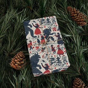 Vintage Krampus Wrapping Paper | Gothic Christmas Gift Wrap, Folklore Pattern, Holiday Horror Decor, Spooky Scandinavian Style image 5