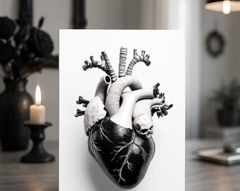 Black Anatomical Heart | Goth Alt Valentine, Birthday, Anniversary | Customized Weird Greeting for Horror Fans