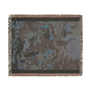 Krampus Gothic Christmas Blanket | Woven Throw Tapestry | Dark Holiday Decor | Victorian Horror Xmas | Goth Winter Bedding zdjęcie 4