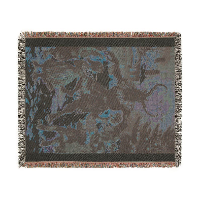 Krampus Gothic Christmas Blanket | Woven Throw Tapestry | Dark Holiday Decor | Victorian Horror Xmas | Goth Winter Bedding zdjęcie 4