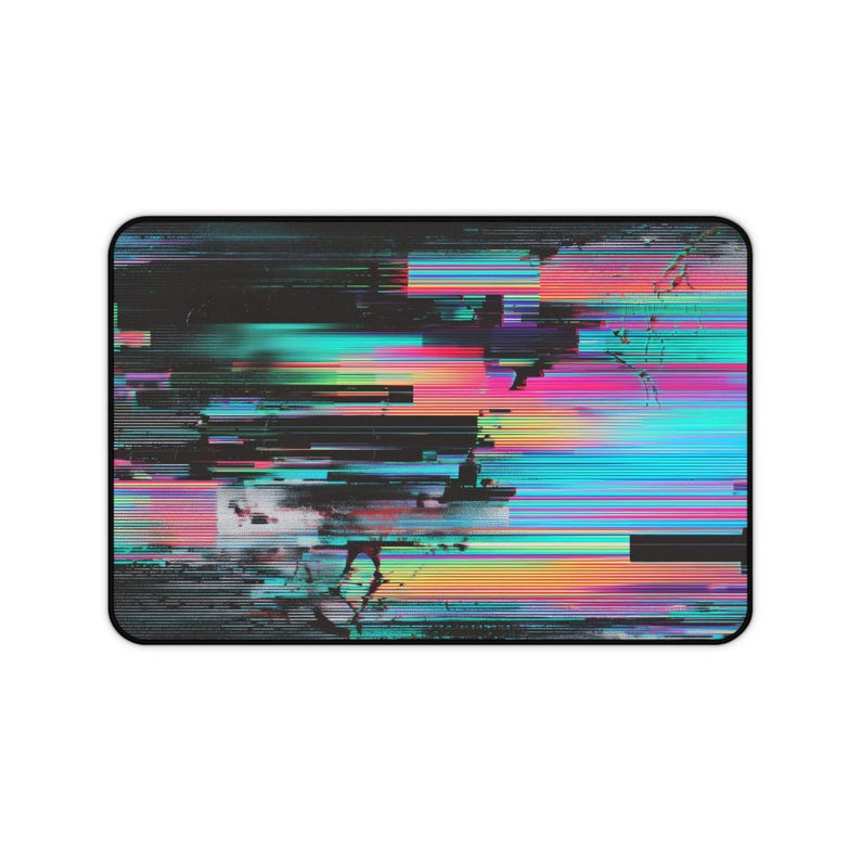 Glitchcore Desk Mat | Grainy RGB Gaming Mouse Pad | Analog Glitch Desk Pad | Cyberpunk Aesthetic Desk Mat | Large Extended Mousepad image 6