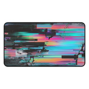 Glitchcore Desk Mat | Grainy RGB Gaming Mouse Pad | Analog Glitch Desk Pad | Cyberpunk Aesthetic Desk Mat | Large Extended Mousepad image 7