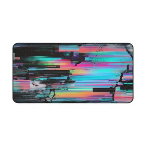 Glitchcore Desk Mat | Grainy RGB Gaming Mouse Pad | Analog Glitch Desk Pad | Cyberpunk Aesthetic Desk Mat | Large Extended Mousepad image 8