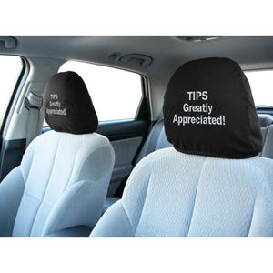Tipbord hoofdsteunhoes meerijders - geborduurd 'Tips Greatly Appreciated' voor Uber Lyft - universele pasvorm