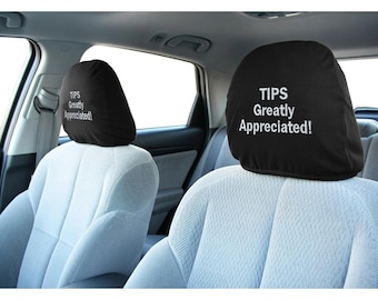 Mitfahr-Trinkgeld-Schild Kopfstützen-Bezug - Gestickte Tipps mit der Aufschrift Trinkgeld-Schild für Uber Lyft - Universal Fit