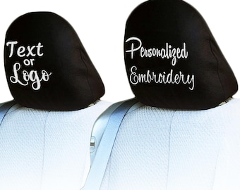 Fundas bordadas personalizadas para reposacabezas: decoración personalizada para coche (juego de 2 piezas)